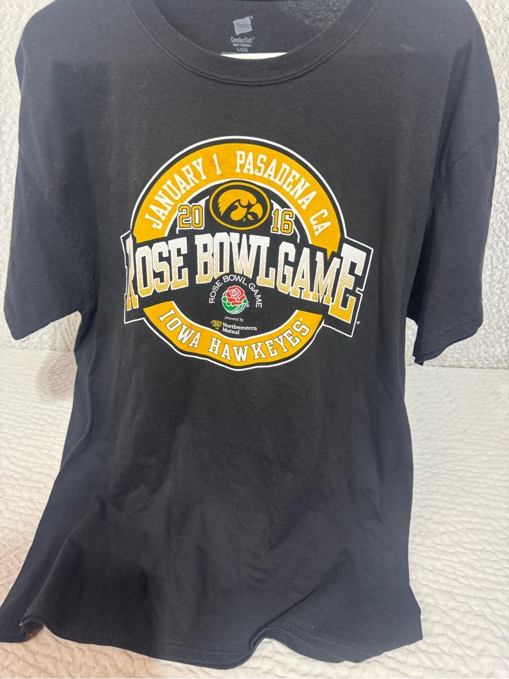Hanes Black Iowa Hawkeyes Rose Bowl Graphic Tee
